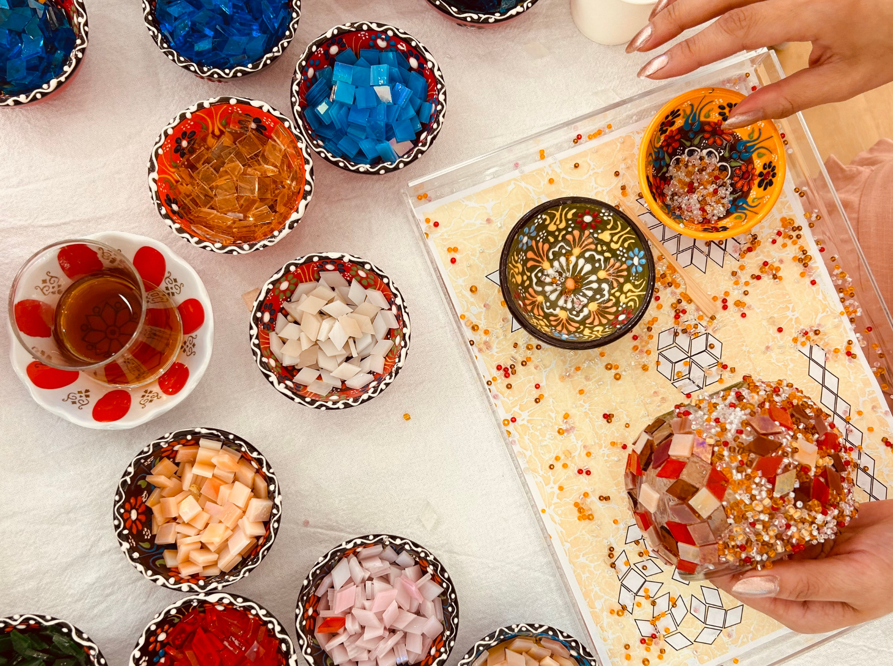 Turkish mosaic tiles and beads