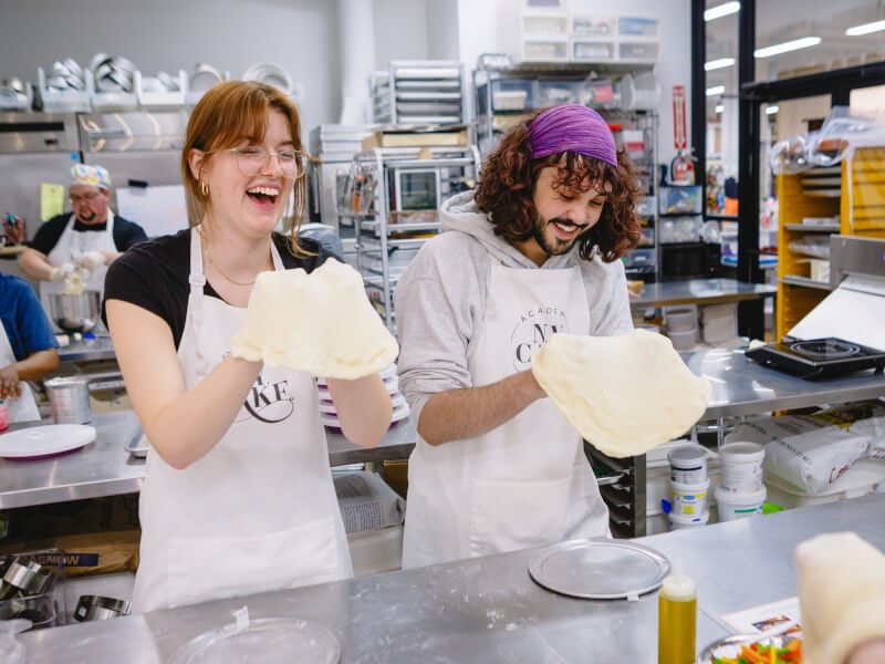 A happy couple at a valentines cooking class