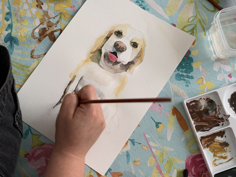 A watercolour pet portrait