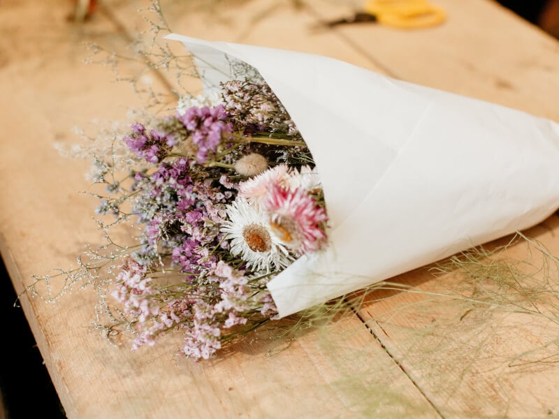Dried flower arrangement